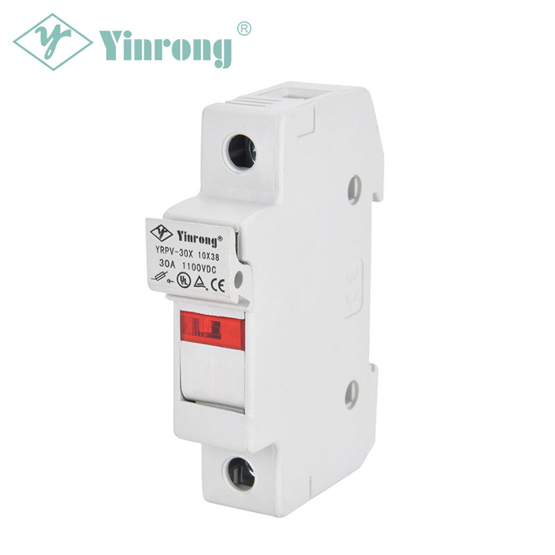 1100VDC 30A 10×38mm خورشیدی PV DIN ریلی فیوز نگهدارنده با چراغ نشانگر